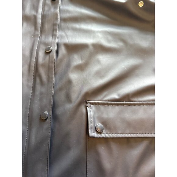 Lands End Hooded Rain Jacket Womens M 10-12 Rubberized Waterproof Green Lining - Picture 9 of 11